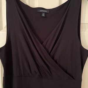 Lands' End Classic Black Faux Wrap Tulip Hem Maxi Dress